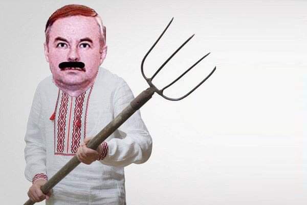 Create meme: oleg Valeryevich Lyashko with a pitchfork, oleh liashko, Oleg Lyashko with a pitchfork