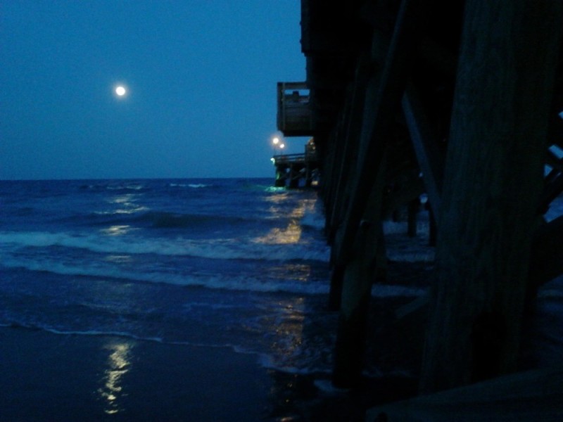 Create meme: The moon in the sea, sea night, night sea