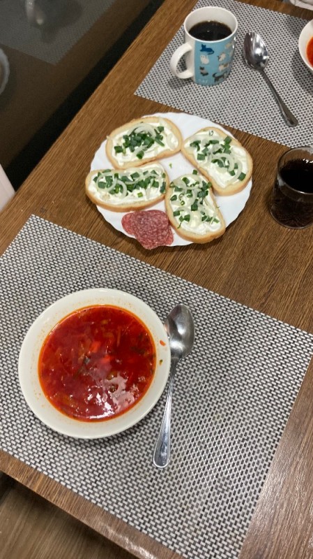 Create meme: borscht, items on the table, meals 