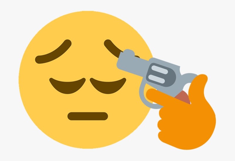 Create meme: smiley face with a gun, emoji shoot yourself, smiley shot himself