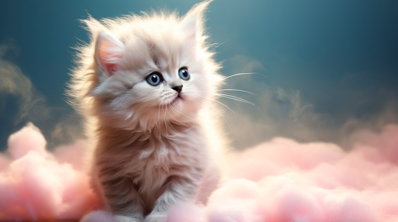 Create meme: fluffy kitten, cute white kitten, fluffy 