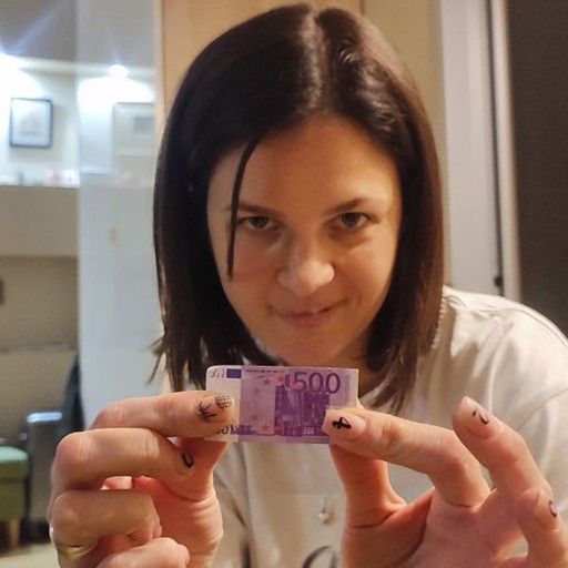 Create meme: girl , euro bills, 500 euros