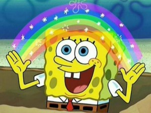 Create meme: imagination meme spongebob, imagination spongebob, spongebob rainbow