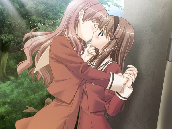 Create meme: sono hanabira yuri, anime Sono Hanabira, lesbian kiss anime