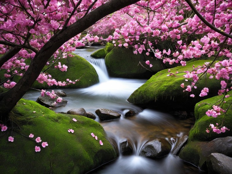 Create meme: landscape , Japan nature Shaolin waterfall, waterfall 