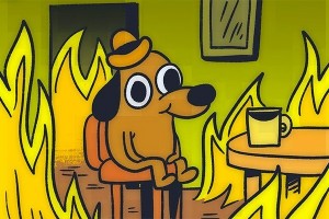 Create meme: dog in the burning house meme, dog in the burning house