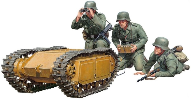 Create meme: sd.kfz. 302 goliath, German advanced team with Goliath Tamiya, tamiya 35357