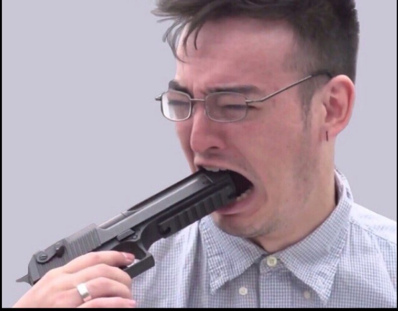 Create meme: filthy frank with a shotgun, with a gun meme, filth Frank