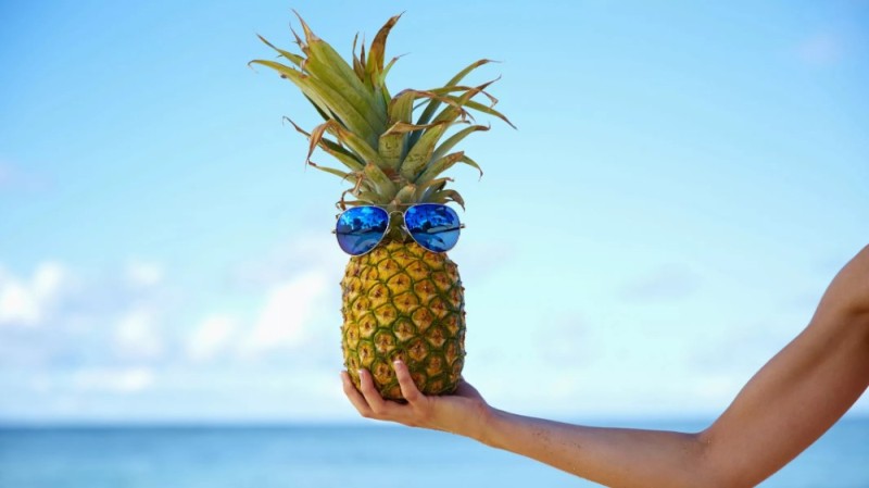 Create meme: pineapple , pineapple with glasses on the beach, pineapple photos