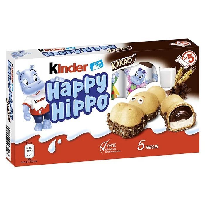 Create meme: Kinder happy hippo, kinder happy hippo 104g, kinder happy hippo bar