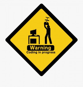 Create meme: warning, sticker progress, sign men at work