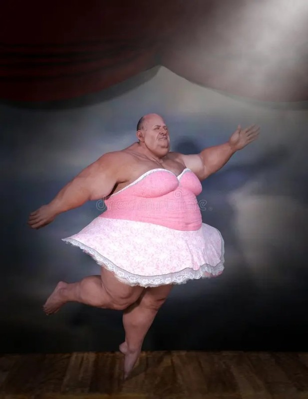 Create meme: fat ballerina, the trick , people 