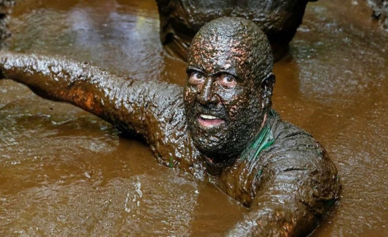 Create meme: dirt, the man in the mud, face in the mud 