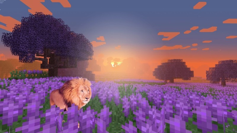 Create meme: minecraft background, minecraft lavender biome, flower biome in minecraft