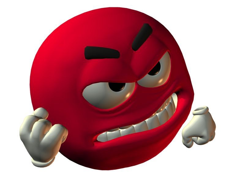 Create meme: red smiley angry, evil smiley 3D, smile angry