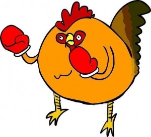Create meme: picture a boxer with cock, roosters, figure of a rooster