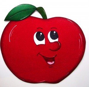 Создать мем: яблоко мультяшное, веселые фрукты, яблоко с глазками