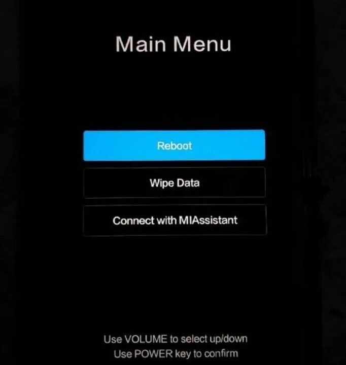 Создать мем: рекавери мод xiaomi, xiaomi reboot wipe data connect with miassistant, main menu xiaomi