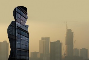 Create meme: silhouette man on a background of skyscrapers, project skyscraper, skyscraper