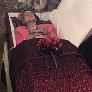 Create meme: lil peep grave, Lil peep in the coffin, Lil PIP's funeral