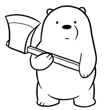 Создать мем: bare bears белый с топором, we bare bears белый медведь, медведь белый