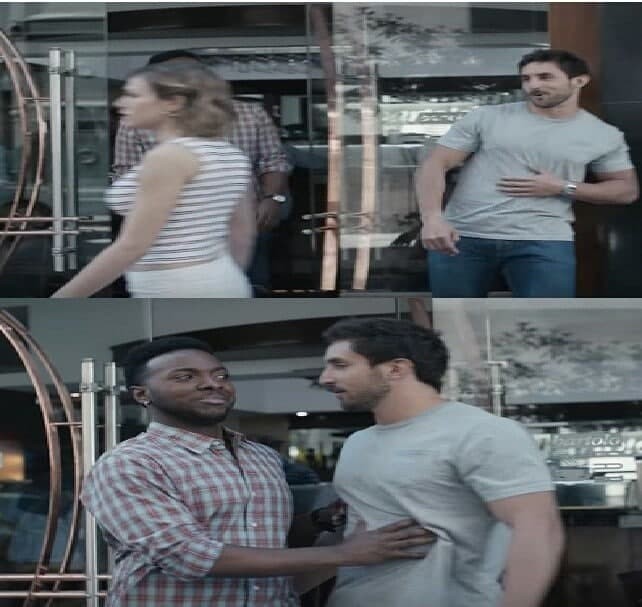 Create meme: not cool bro meme, screenshot , A black man stops a guy