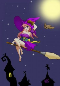 Create meme: witch, witch on a broom