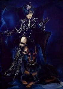 Создать мем: black butler, black butler ciel, ciel phantomhive на троне