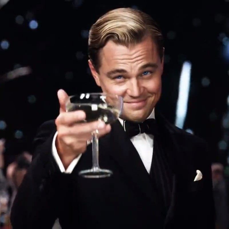 Create meme: Leonardo DiCaprio Gatsby, Leonardo DiCaprio with a glass of, the great Gatsby Leonardo DiCaprio with a glass of