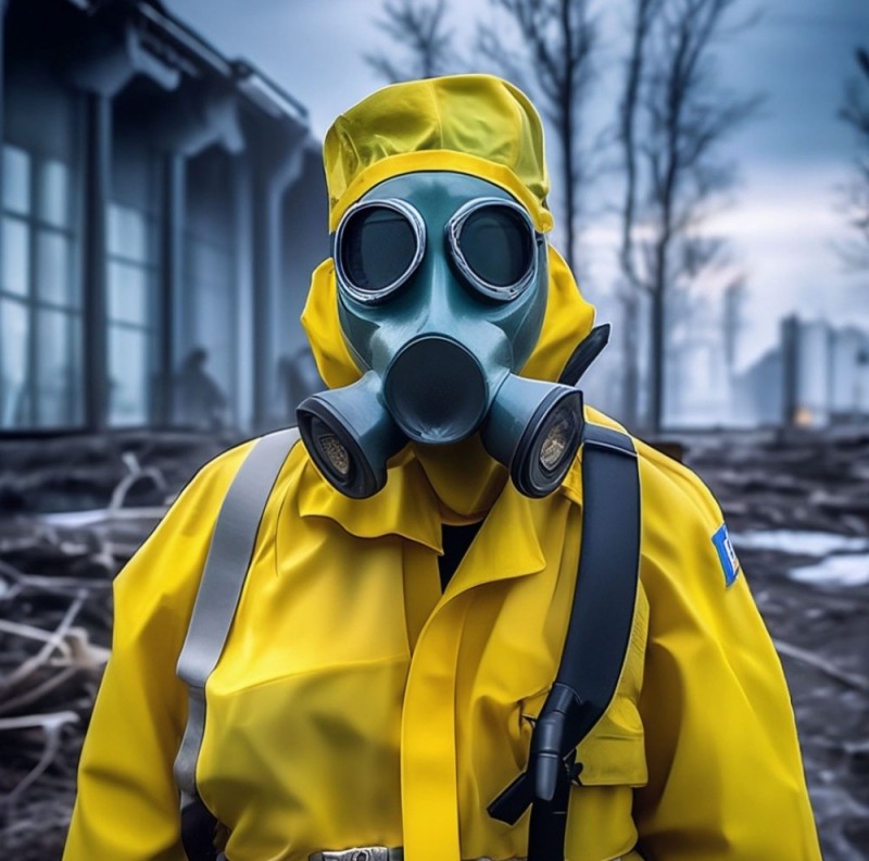 Create meme: gas mask , chemical protection against radiation, costume from radiation