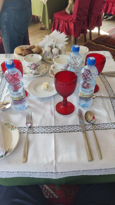 Create meme: table setting, items on the table, serving