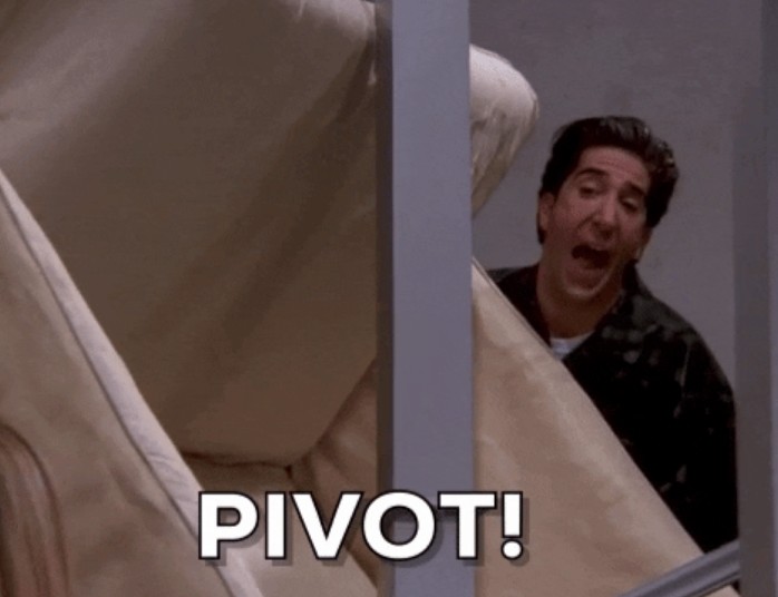 Create meme: pivot Ross Geller, pivot Ross, doorway
