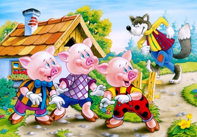 Create meme: three little pigs, the tale of the three piglets, illustrations for the fairy tale three little pigs