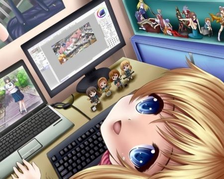 Создать мем: аниме геймеры, аниме, аниме девушка программист