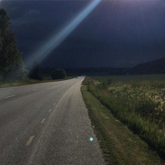 Create meme: night road, The road in the dark, glare from the headlights