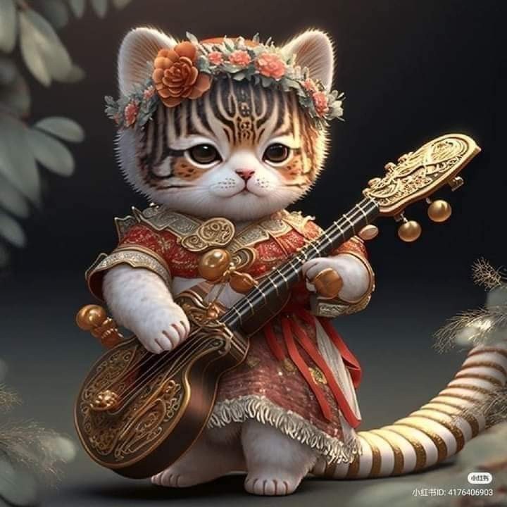 Create meme: cat, cat , cats are musicians