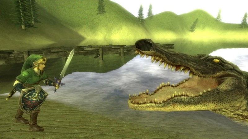 Create meme: deinosuchus, crocodile simulator with a family, prehistoric crocodile Deinosuchus