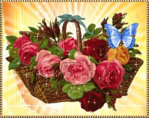 Create meme: basket of happiness, vintage bouquet, scheme embroidery