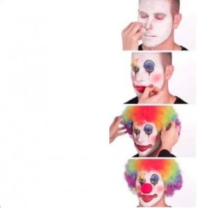Создать мем: грим клоуна мем, class clown, clown makeup