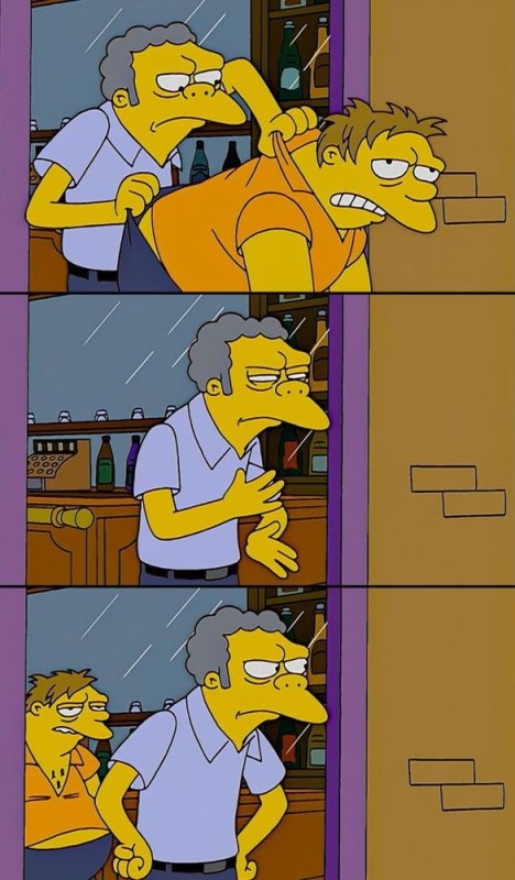 Create meme: the simpsons mo, meme of the simpsons , meme of the simpsons mo eject from the bar