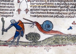 Create meme: snail, medieval art, the middle ages