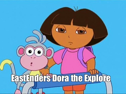 Create meme Dasha, Dora the Explorer with a magnifying glass