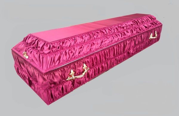 Create meme: the coffin is pink, a cloth-covered coffin, double coffin