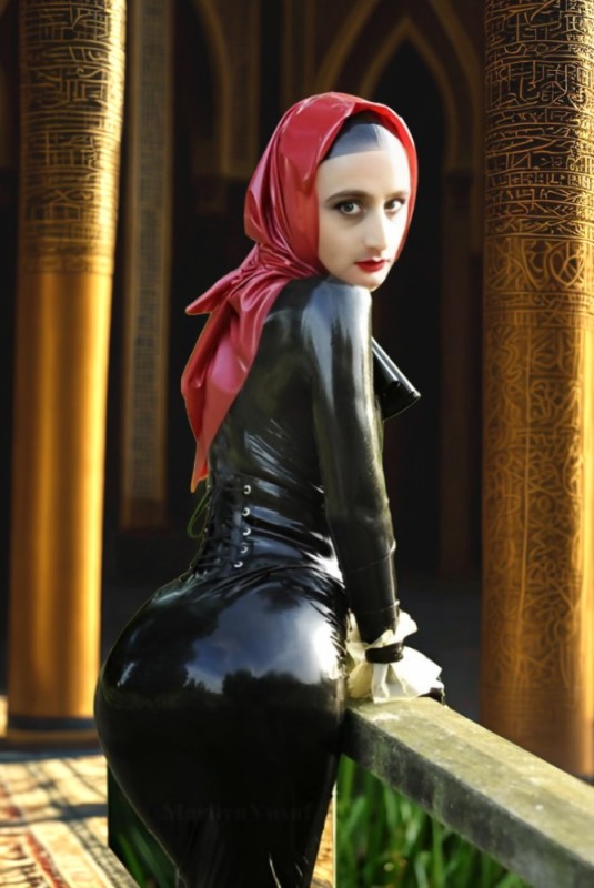 Create meme: Marilyn Yusuf hijab, latex, latex hijab