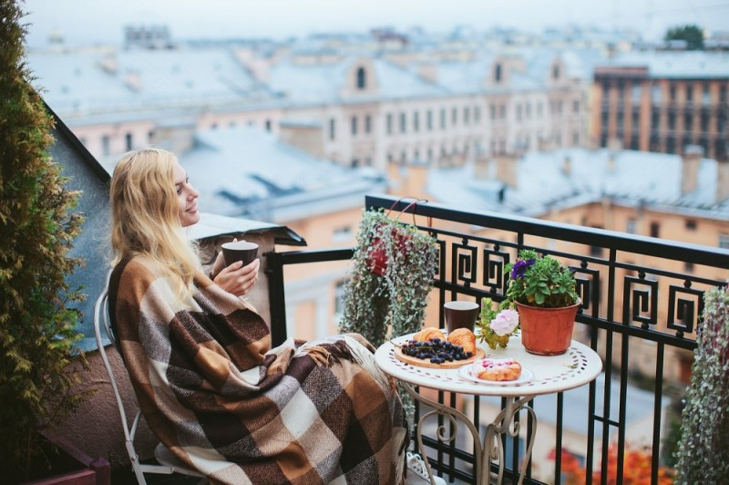 Create meme: morning coffee balcony, breakfast on the balcony, rooftop cafe Saint Petersburg