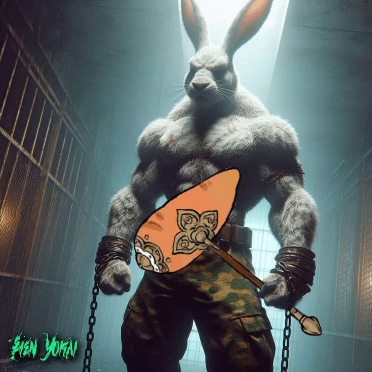 Create meme: evil rabbit, the pumped-up rabbit, The muscular rabbit