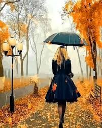 Создать мем: последний день осени, дождь осенний, женщина уходящая в осень