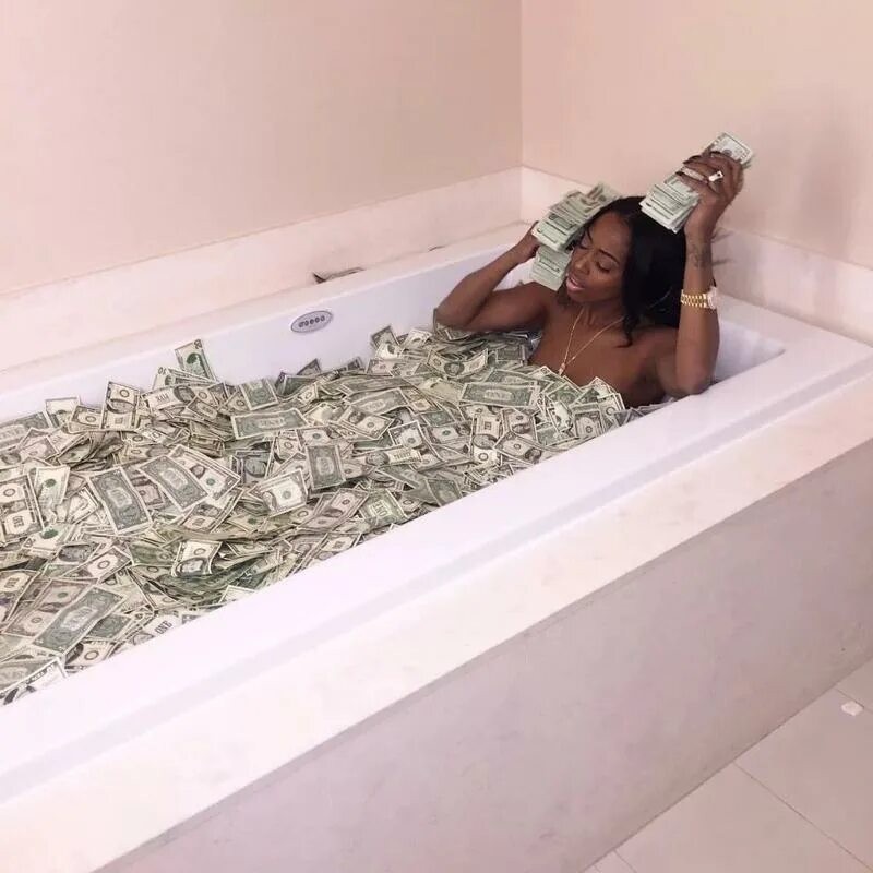 Create meme: bathroom with money, swimming in money, bath with money