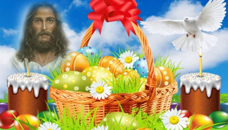 Create meme: happy orthodox Easter, Christ is risen beautiful, Christ is risen