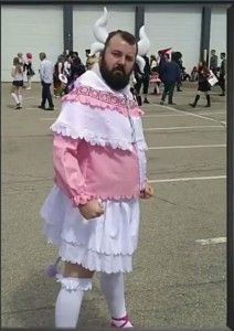 Create meme: cosplay, a guy dressed like a fairy, fat guy in a dress